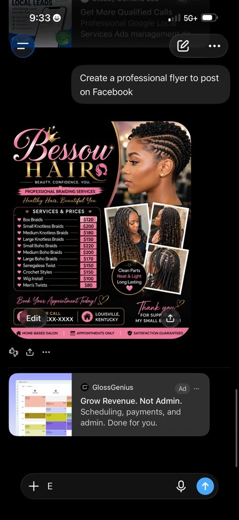 Bessou Hair Beauty Services and Prices